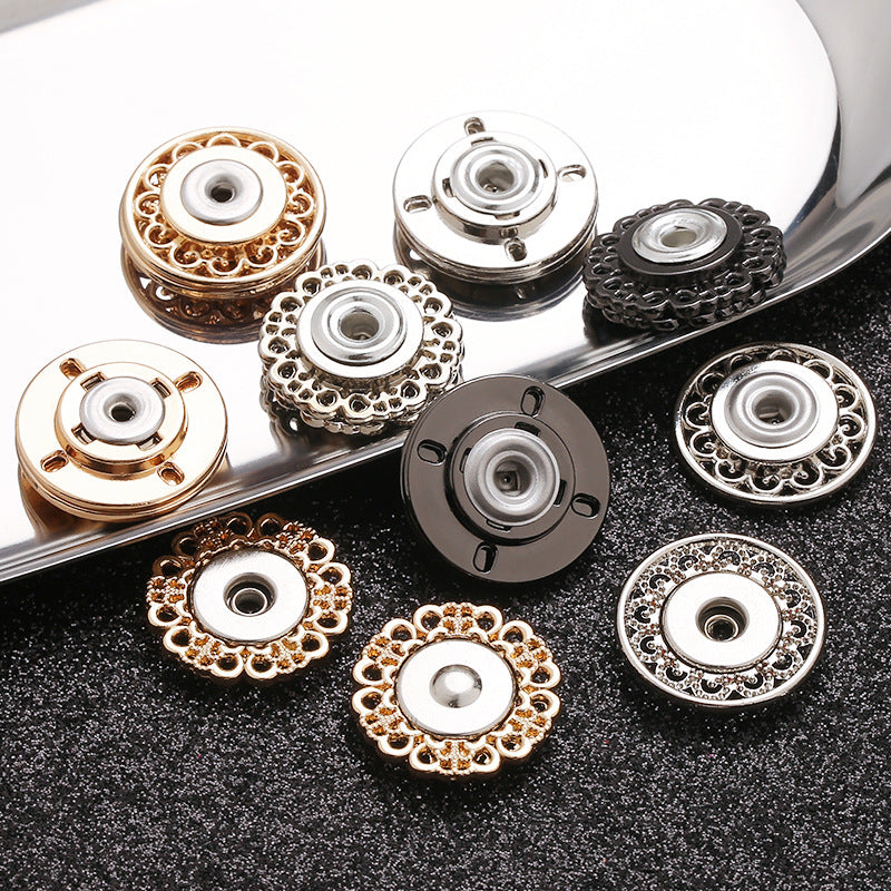 Garment Invisible Magnetism Metal Flower-shaped Snap Buttons for Coats Clothing Round Sewing Button-267