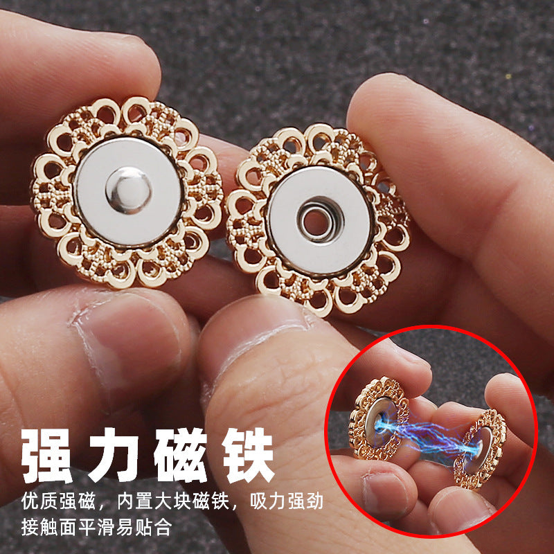 Garment Invisible Magnetism Metal Flower-shaped Snap Buttons for Coats Clothing Round Sewing Button-267