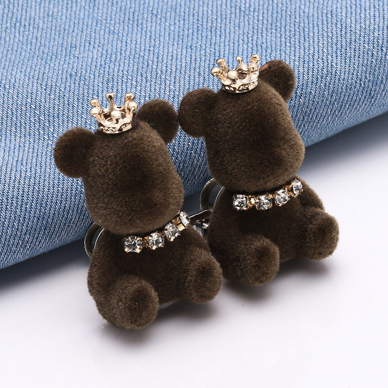 Cartoon Resin Charms Bear with Rhinestone Crown Diy Decor for Phone Case-270