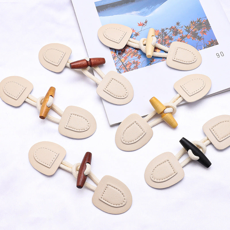 Oem Fabric Genuine Leather Wood Rope Coat Closure Toggle Button-275