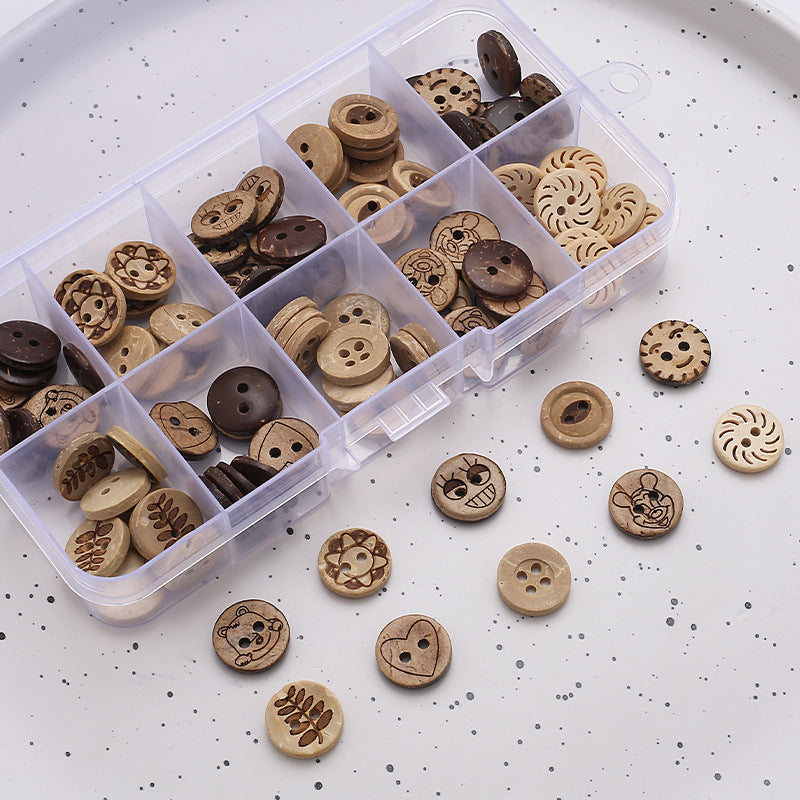 Custom Cartoon Cute 2 Hole Button Set Wooden Buttons for Children Clothes-277