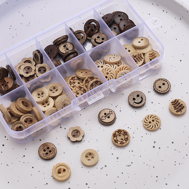 Custom Cartoon Cute 2 Hole Button Set Wooden Buttons for Children Clothes-277
