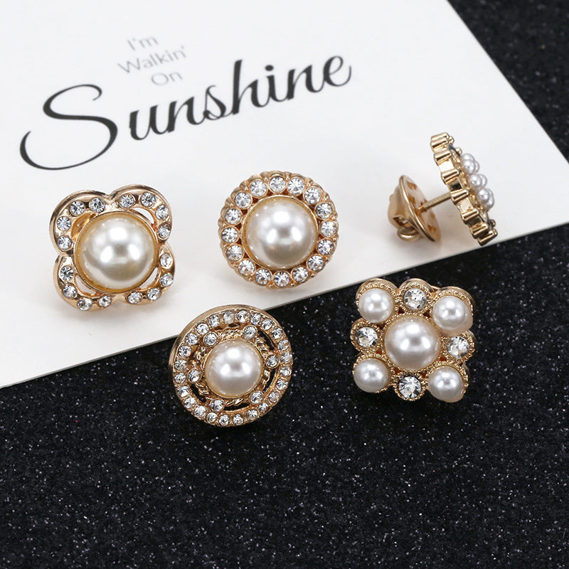 2025 OEM Fashion Custom Highly zinc alloy buttons Diamond Pearl snap buttons for clothes-284