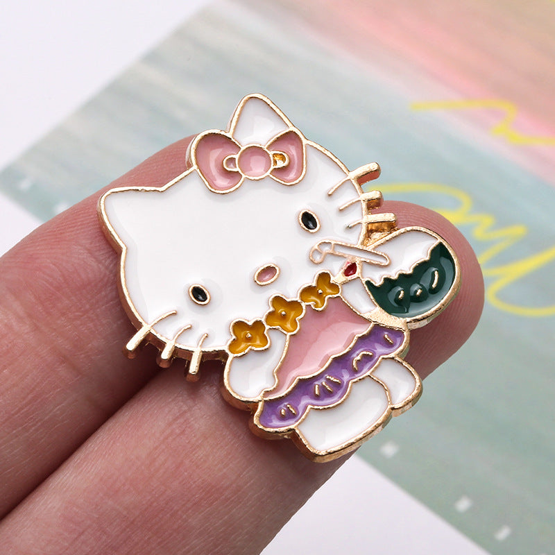 Cartoon Cute Sanrio Brooch Cute Soft Cute Cat Kt Cat Metal Badge Metal Pins-273