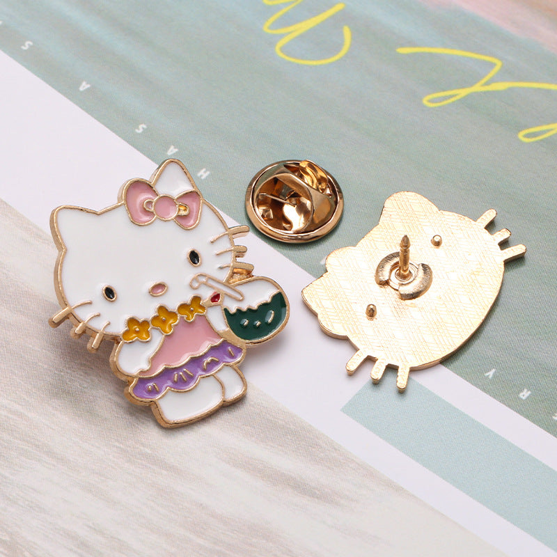 Cartoon Cute Sanrio Brooch Cute Soft Cute Cat Kt Cat Metal Badge Metal Pins-273