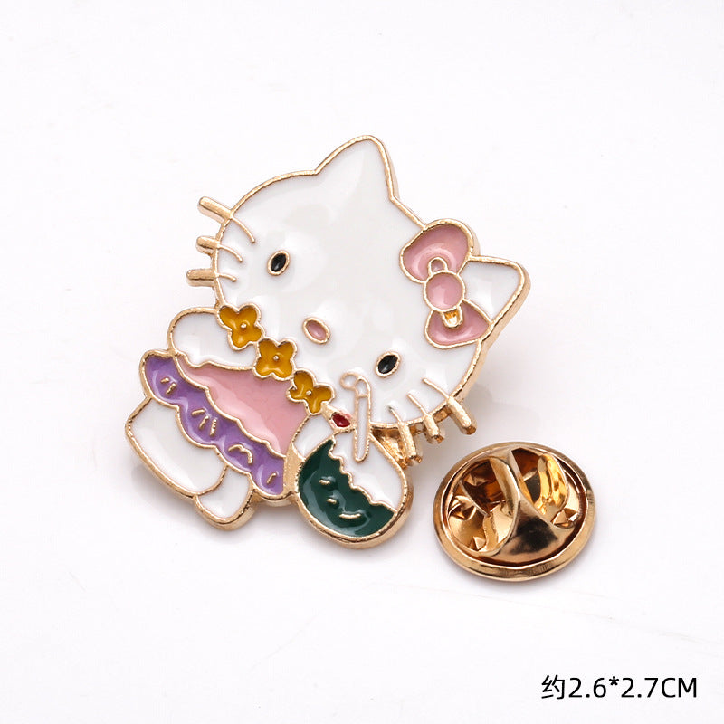 Cartoon Cute Sanrio Brooch Cute Soft Cute Cat Kt Cat Metal Badge Metal Pins-273