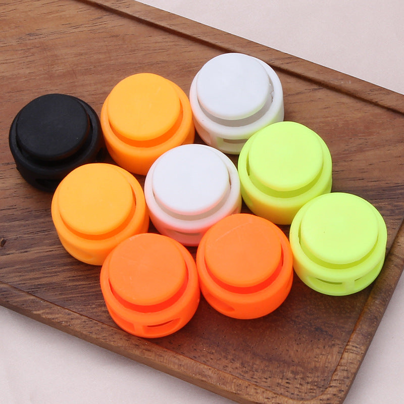 Factory Wholesale Garment Accessories Spring Plastic Cord Stopper Black 2 Holes Cord Lock for Clothing Bag Shoes Hats-289