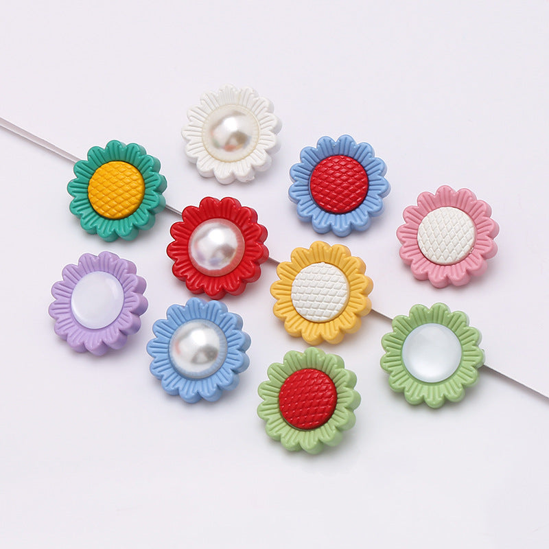 Cartoon Flower Resin Button Dress Shirt Cardigan Hand Sewn Button Children's Clothes Colorful Cute Decorative Buttons-292