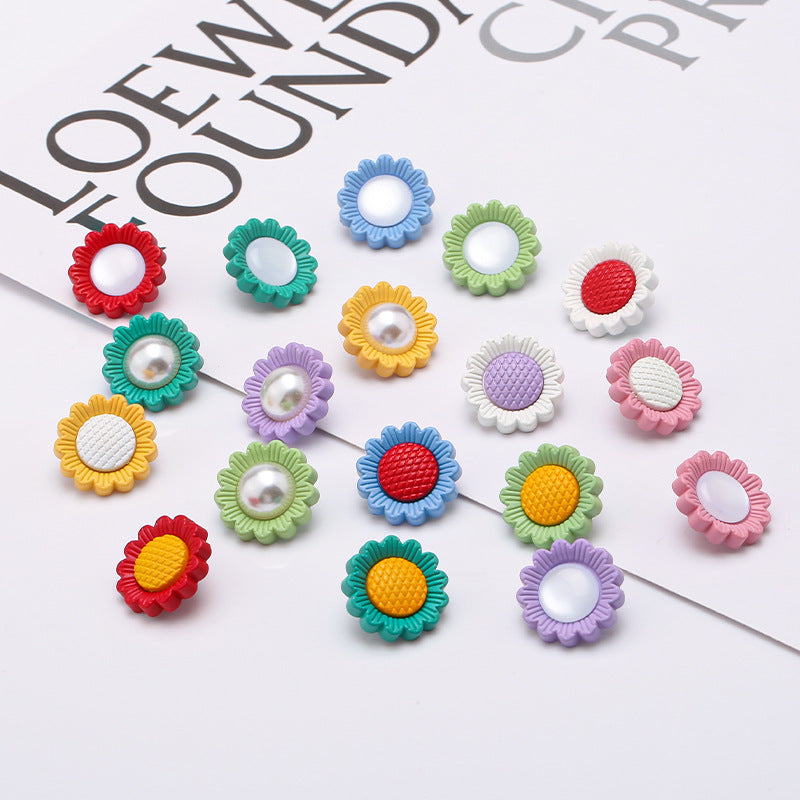 Cartoon Flower Resin Button Dress Shirt Cardigan Hand Sewn Button Children's Clothes Colorful Cute Decorative Buttons-292