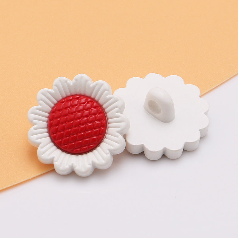 Cartoon Flower Resin Button Dress Shirt Cardigan Hand Sewn Button Children's Clothes Colorful Cute Decorative Buttons-292
