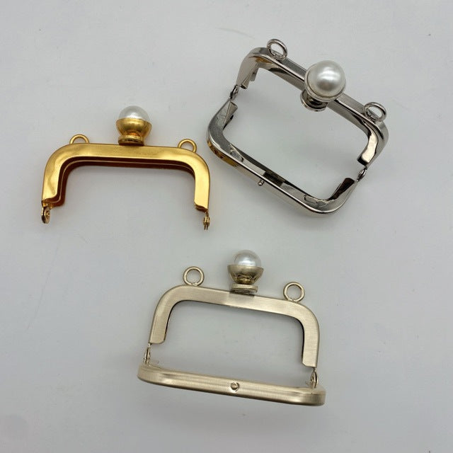 Beaded Bag Frame Square Glossy DIY Handbags and Purse with Carrying Handle Plated Plate Screws-58