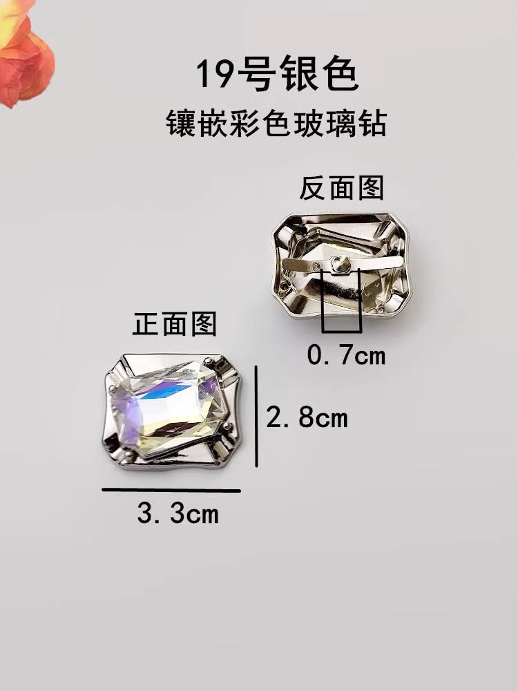 Metal Shoe Decorative Accessories Rhinestones Rivet Buckle with Hook for Easy Shoe Fastening-19