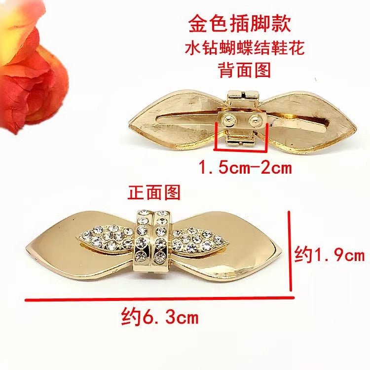 Zinc alloy diamond bow shoe buckle-160