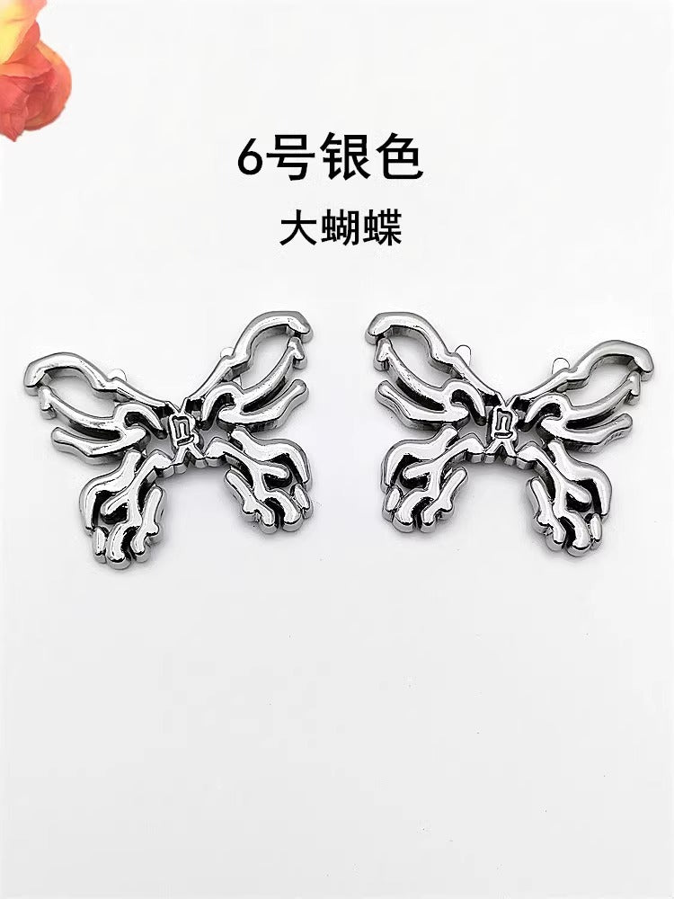 Women's Shoes with Decorative Metal Shoe Label Accessories Upper Shoe Buckle Hook-30