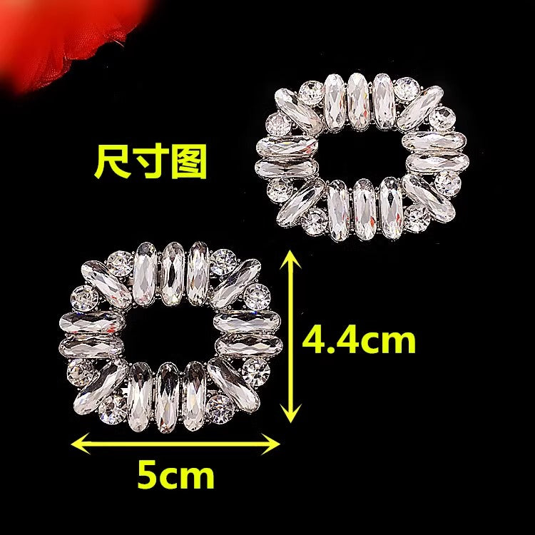 Custom Metal Buckles With Diamonds for Shoe Hebillas De Metal Con Diamante Para Zapato Cristal Crystal Shoe Flower-117