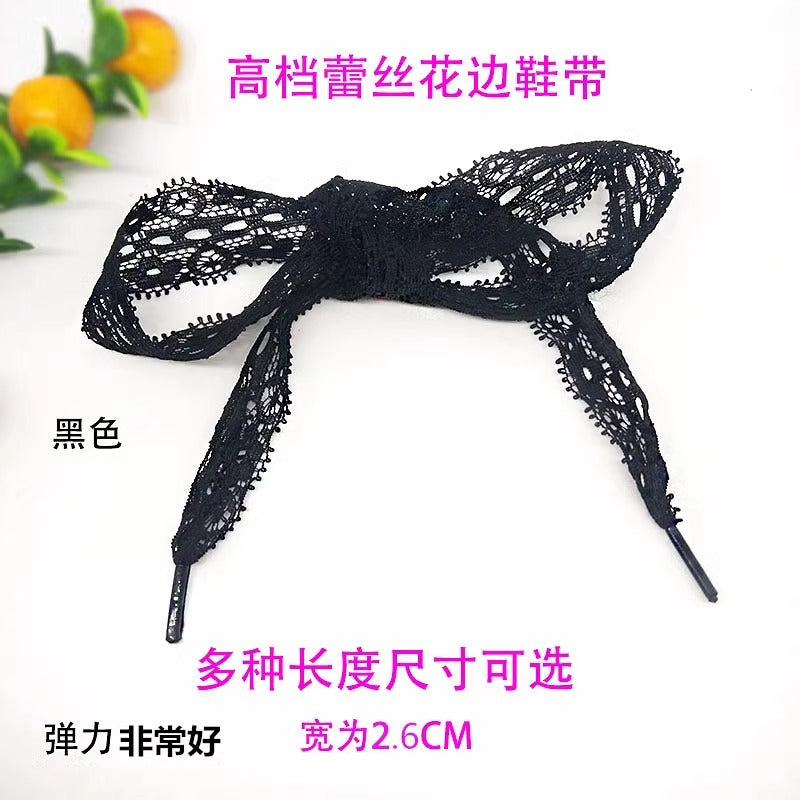 Lace Lace Shoelaces 3cm Width 60-120cm Flat Shoe Laces White Black Flat Shoelaces Shoes-84