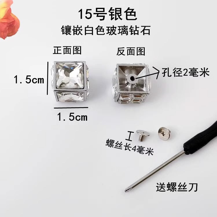 Apparel & Accessories Accessories Belts & Accessories Belt Buckles Custom Flower logo Crystal Shoes Straps Women Diamond Summer Chunky High Heels Shoes Buckle Decoration-66