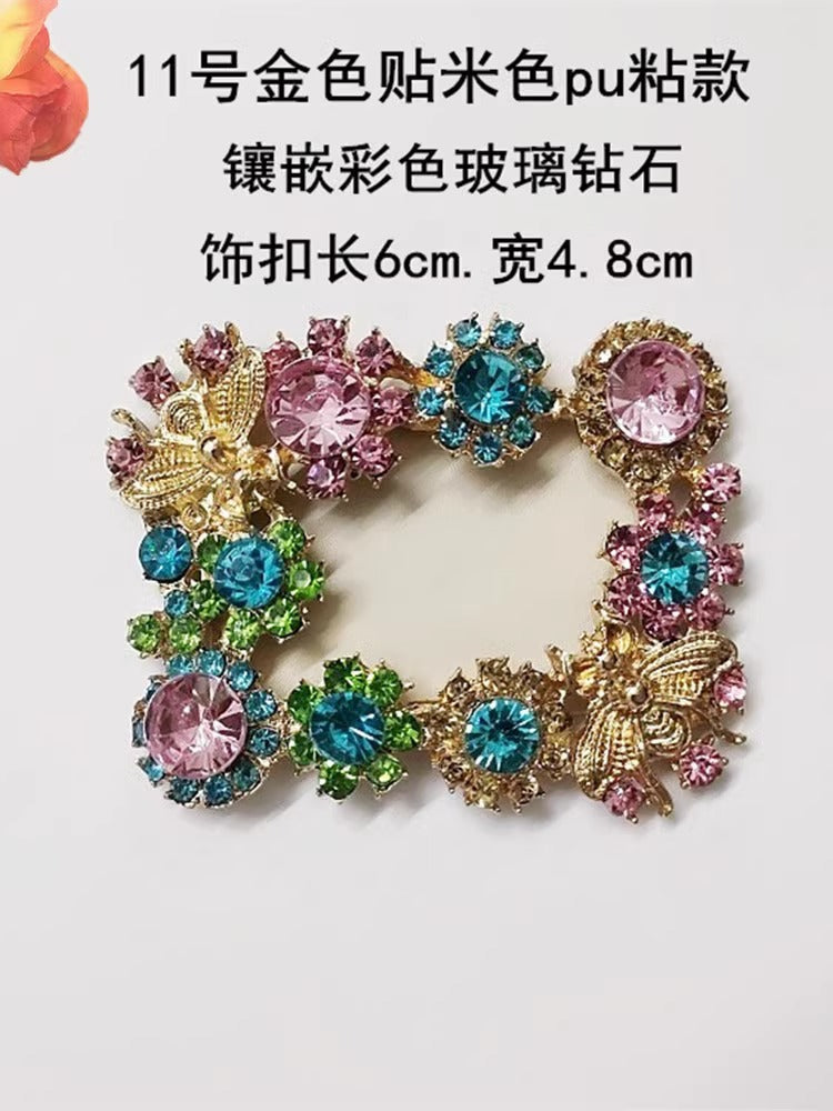 Wholesale Custom Large Rhinestone Buckles Crystal Shoe Clip Brooch with Floral Decorations for Shoes-58