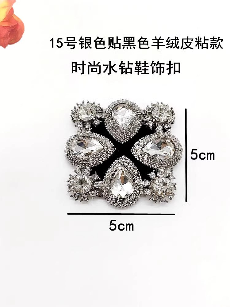 Factory Stock Many Different Styles Silver Gold Metal Color Alloy with Shining Crystal Glass Women High Heel Shoe Clips Trims-6