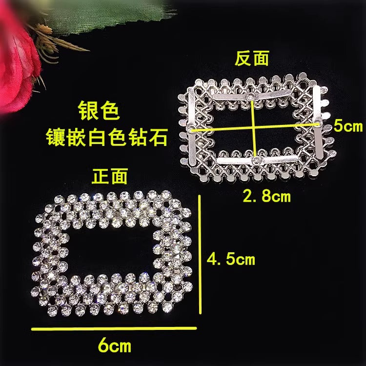 Wholesale Heart Diamond Shoe Buckles Square Decorative Metal Shoe Clips for Wedding Pearl Shoes Accessories-90