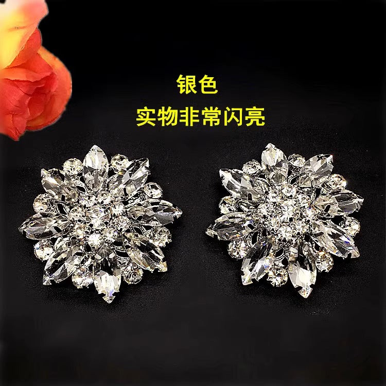 Glam Button Jewel AB Crystal Flower Button Blouses Covers Cufflink Fancy Button Clip for Ladies Polo T Shirt Dress Ornament-18