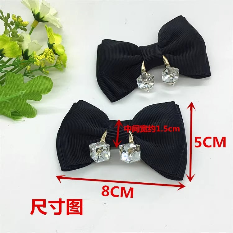 High-end diamond-studded bow shoe buckle-158