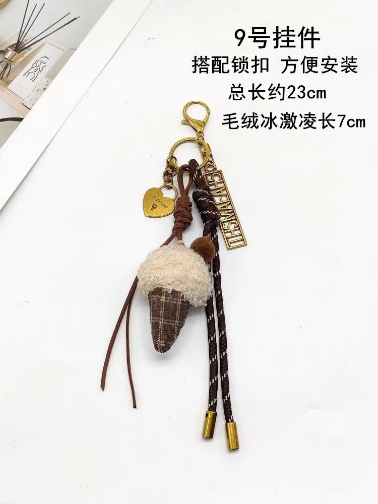 Dachshund Bear Doll Pendant Spring Chain Pearl Chain bar Bracelet Bag Charm Charm Silicone Tag Keychain-32