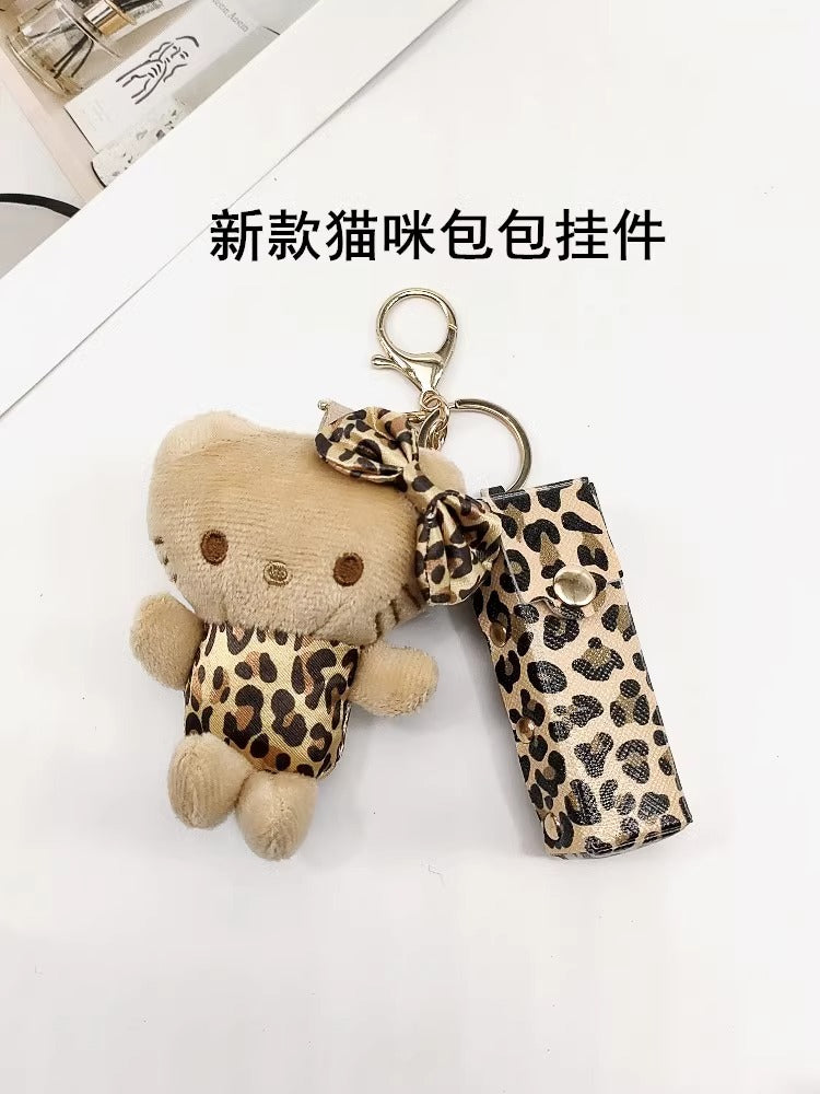 New Style Sanlio Leopard Print KT Keychain Pendant Cute Doll Gift Super Soft Kids Gift Schoolbag Pendent-60