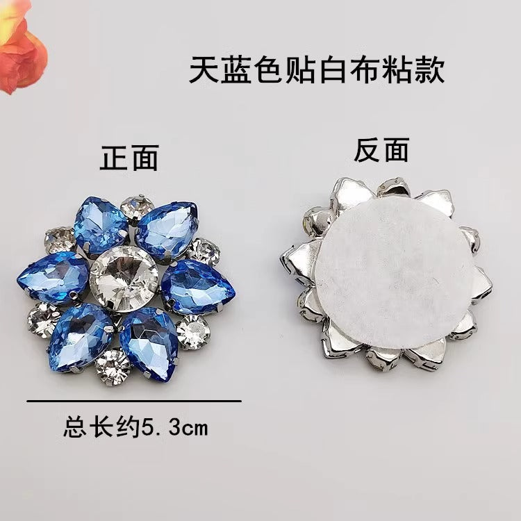 New Fashion Znic Alloy Round Rhinestone Crystal Button With Pearl for Shoes-106