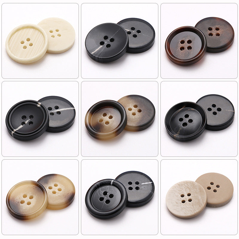 Resin Round Pattern Four-eye Sewing on Garment Buttons Shirt Fabric Storage Box Hand-stitched Clothing Coat Suit Buttons-3