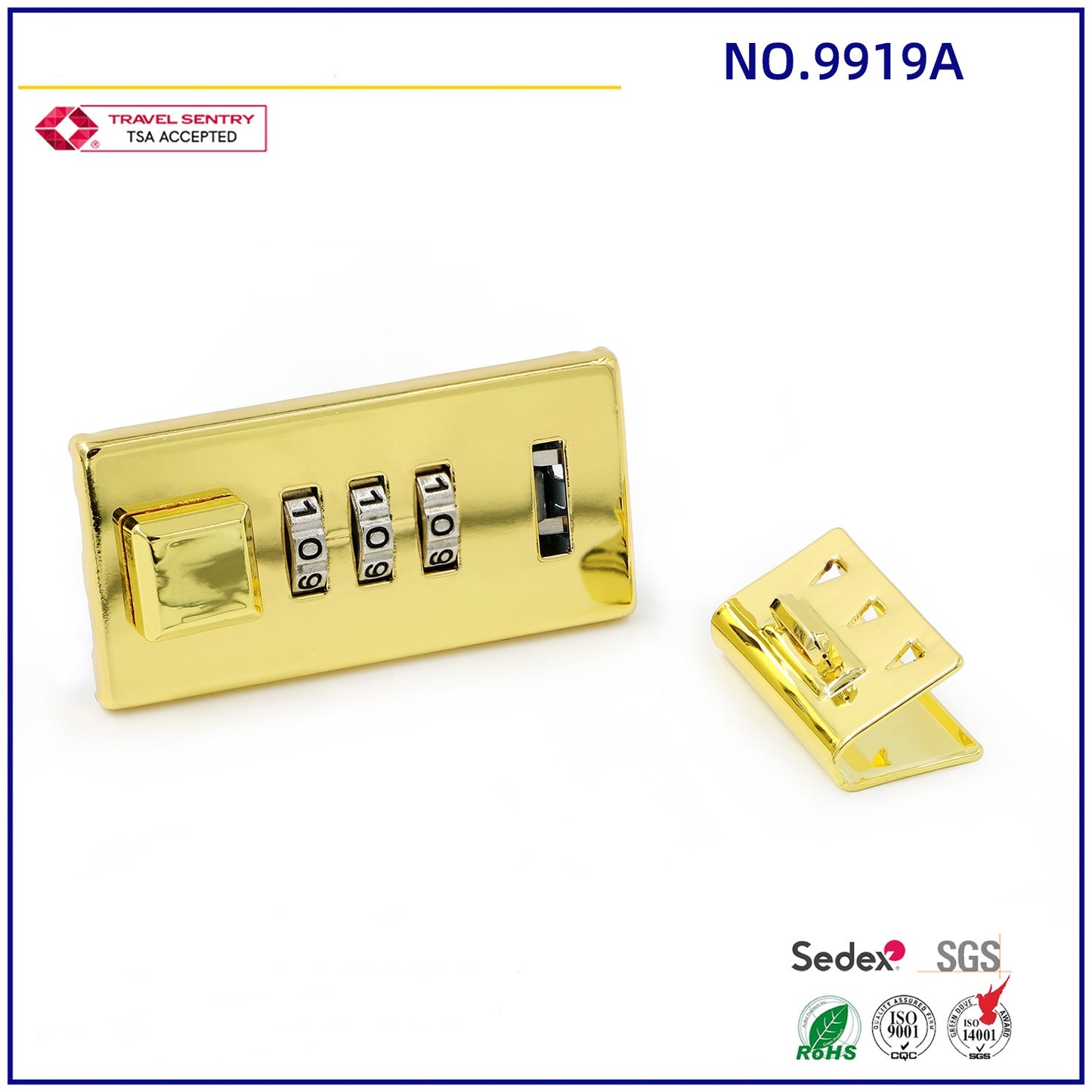 Safety Metal Password Bag Lock Briefcase 3 Digit Combination Lock-3