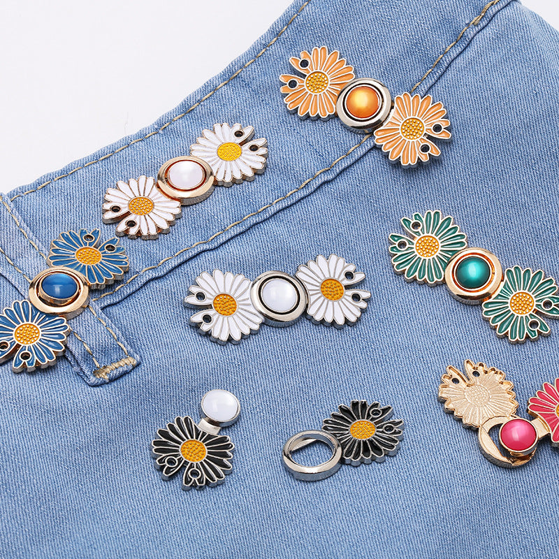 Waist retraction Daisy flower button metal disc button mother button retro Chinese style cheongsam jeans waist retraction magic-303