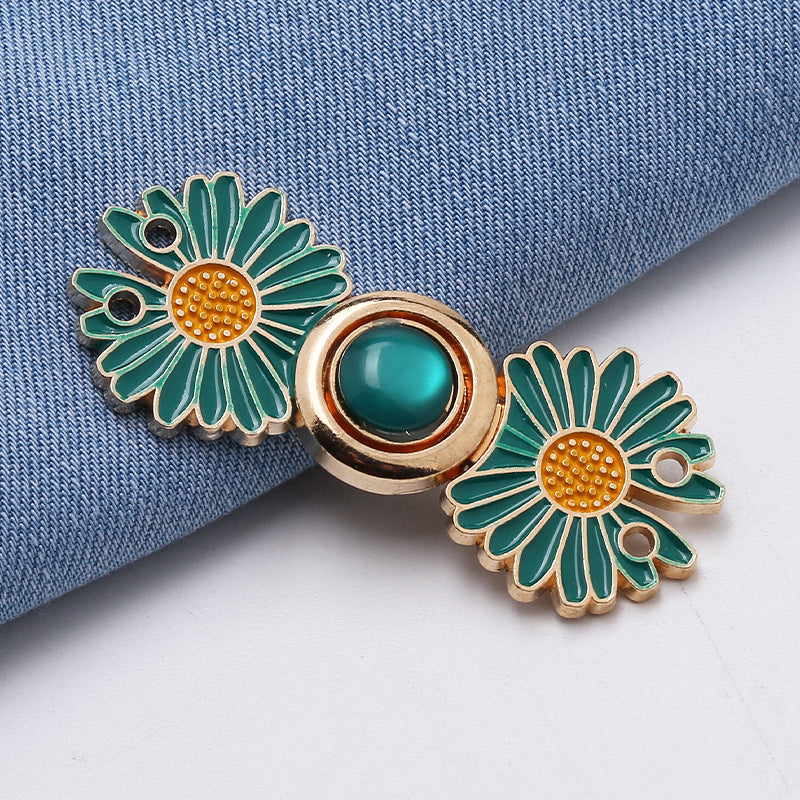 Waist retraction Daisy flower button metal disc button mother button retro Chinese style cheongsam jeans waist retraction magic-303