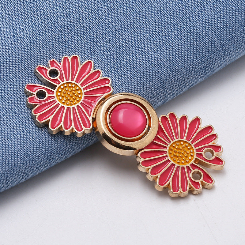 Waist retraction Daisy flower button metal disc button mother button retro Chinese style cheongsam jeans waist retraction magic-303