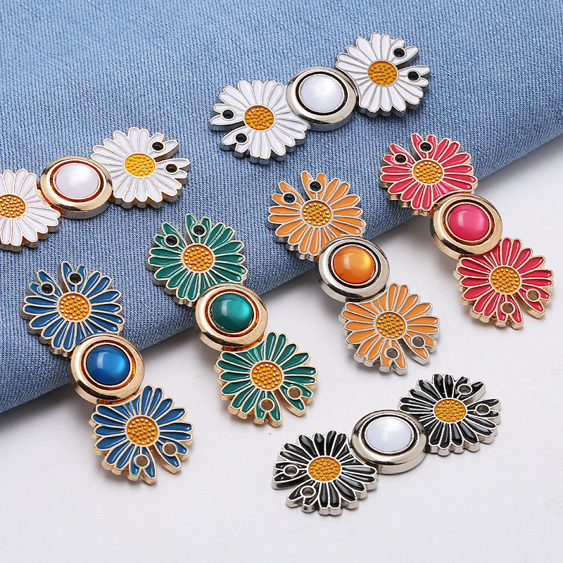 Waist retraction Daisy flower button metal disc button mother button retro Chinese style cheongsam jeans waist retraction magic-303