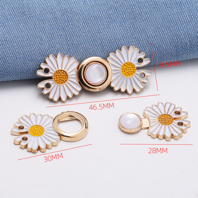 Waist retraction Daisy flower button metal disc button mother button retro Chinese style cheongsam jeans waist retraction magic-303