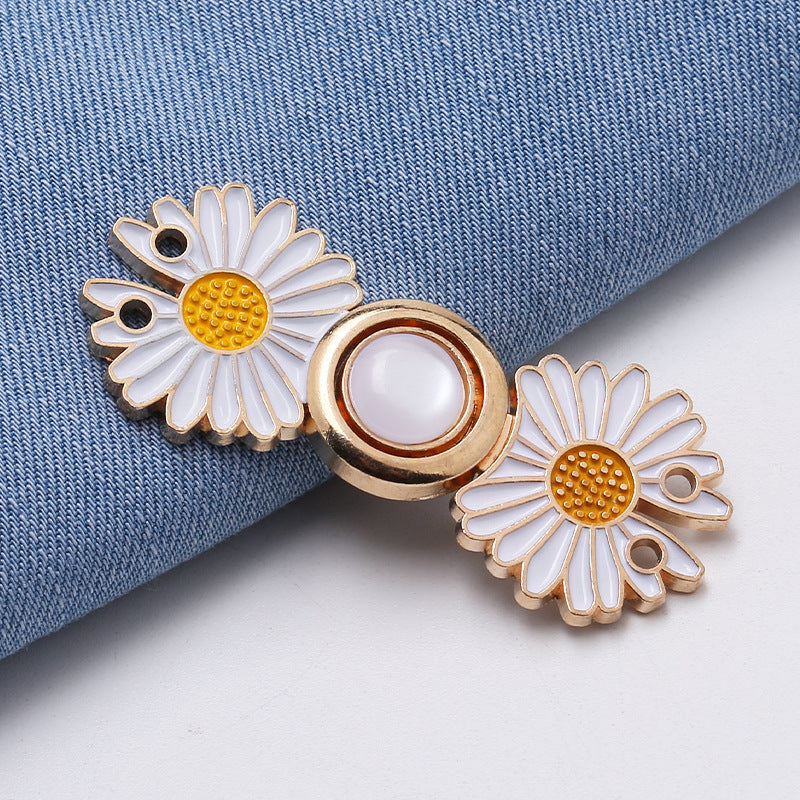 Waist retraction Daisy flower button metal disc button mother button retro Chinese style cheongsam jeans waist retraction magic-303