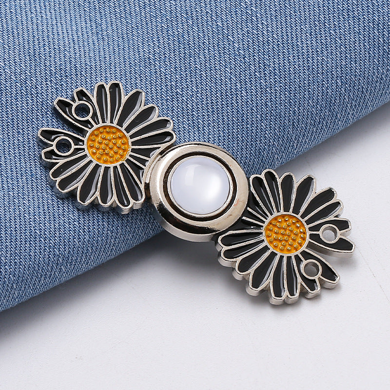 Waist retraction Daisy flower button metal disc button mother button retro Chinese style cheongsam jeans waist retraction magic-303