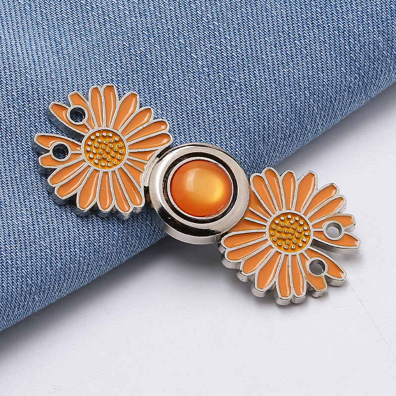 Waist retraction Daisy flower button metal disc button mother button retro Chinese style cheongsam jeans waist retraction magic-303