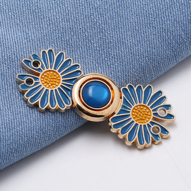 Waist retraction Daisy flower button metal disc button mother button retro Chinese style cheongsam jeans waist retraction magic-303