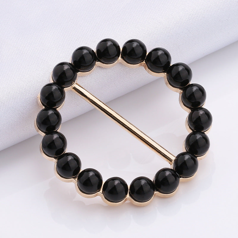 New Fashion Elegant Round Jewelry Clothing Accessories Mental Pearl Buckle Scarf Buckle-304