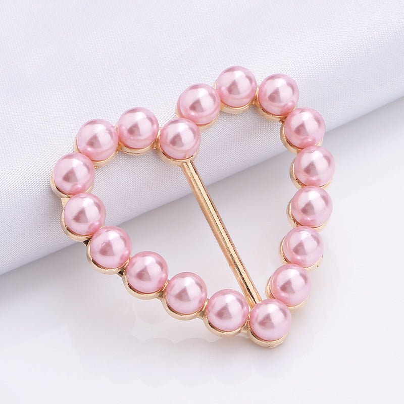 Heart shape metal pearl buckle bikini accessory zinc alloy bra adjustable buckle hardware for underwear-304