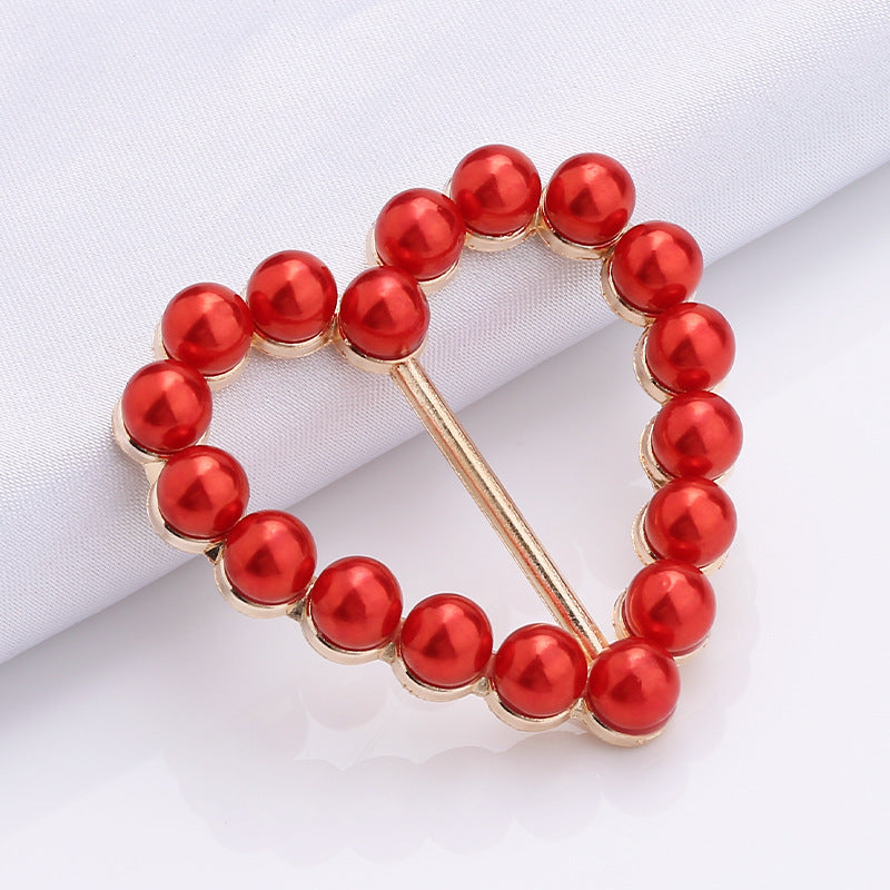 Heart shape metal pearl buckle bikini accessory zinc alloy bra adjustable buckle hardware for underwear-304