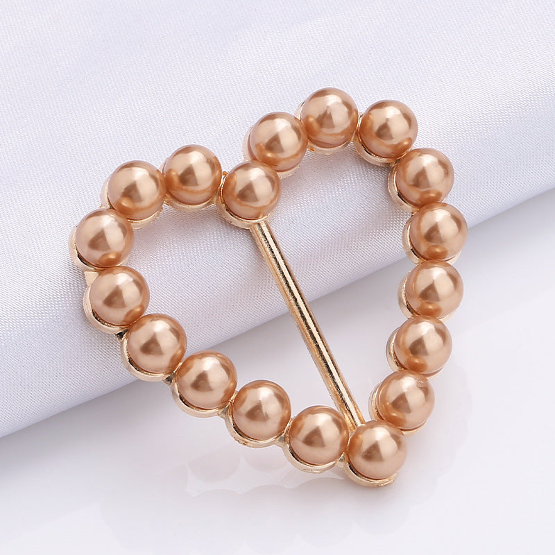 Heart shape metal pearl buckle bikini accessory zinc alloy bra adjustable buckle hardware for underwear-304