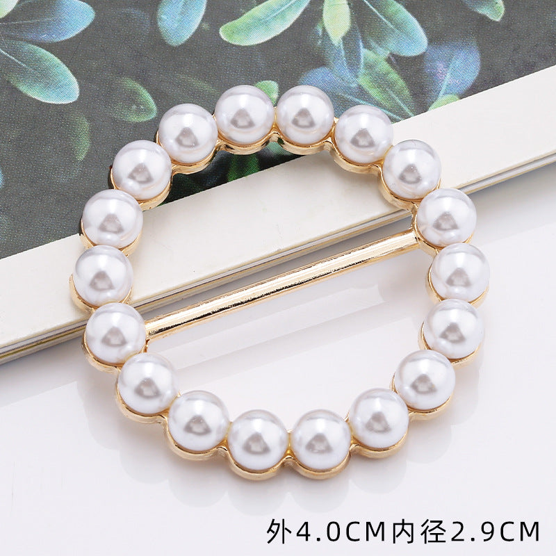New Fashion Elegant Round Jewelry Clothing Accessories Mental Pearl Buckle Scarf Buckle-304
