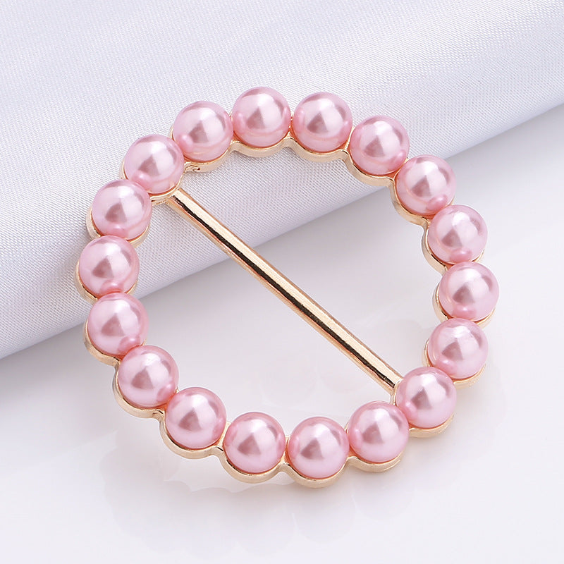 New Fashion Elegant Round Jewelry Clothing Accessories Mental Pearl Buckle Scarf Buckle-304