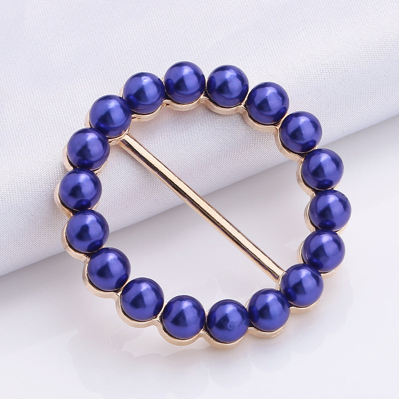 New Fashion Elegant Round Jewelry Clothing Accessories Mental Pearl Buckle Scarf Buckle-304