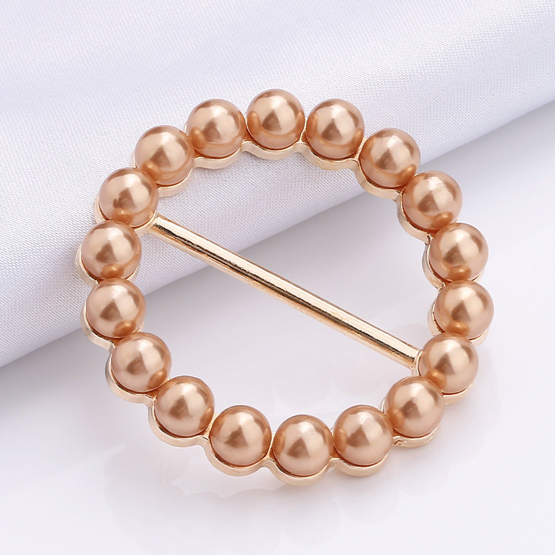 New Fashion Elegant Round Jewelry Clothing Accessories Mental Pearl Buckle Scarf Buckle-304