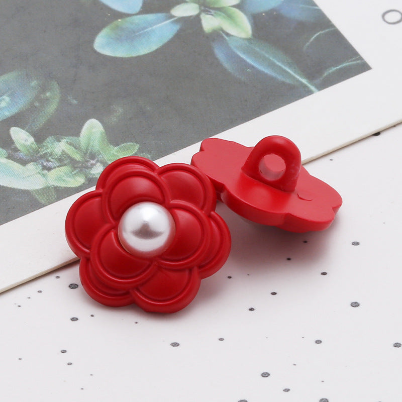 Colorful flower resin buttons pearl fragrance clothing decoration buttons sweater coat cardigan plastic hand sewing buttons-305