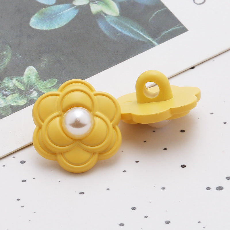 Colorful flower resin buttons pearl fragrance clothing decoration buttons sweater coat cardigan plastic hand sewing buttons-305